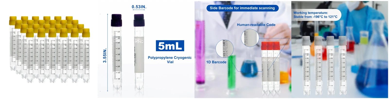 5.0 ML PP Cryogenic Vials With Side Bardcode 5.0 ML PP Cryogenic Vials With Side Bardcode