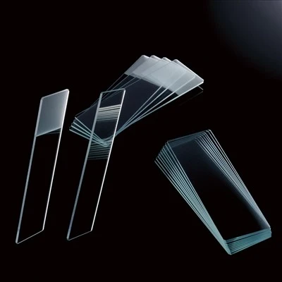 Portaobjetos de microscopio de vidrio transparente