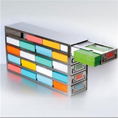 Estanterías para congelador con cajones de acceso lateral de acero inoxidable